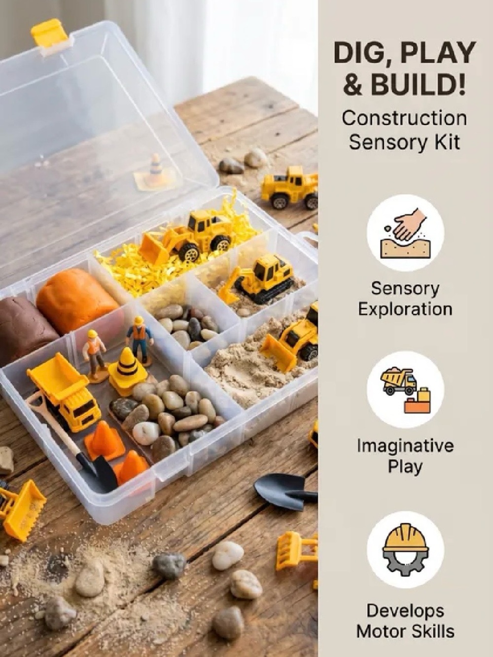 Construction Sensory Kit for Kids – Yellow Sensory Playset